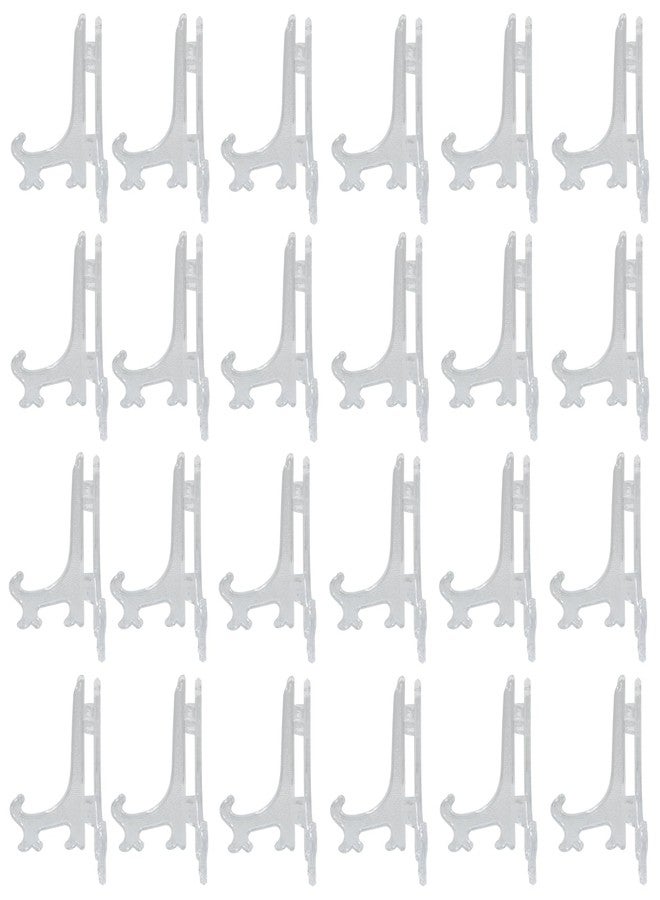 Murtenze 24 Pack Plastic Easel Plate, Display Stands Picture Frame Holder, Mini Easel for Weddings/Home Decoration(3 Inch,Clear) - Image 1
